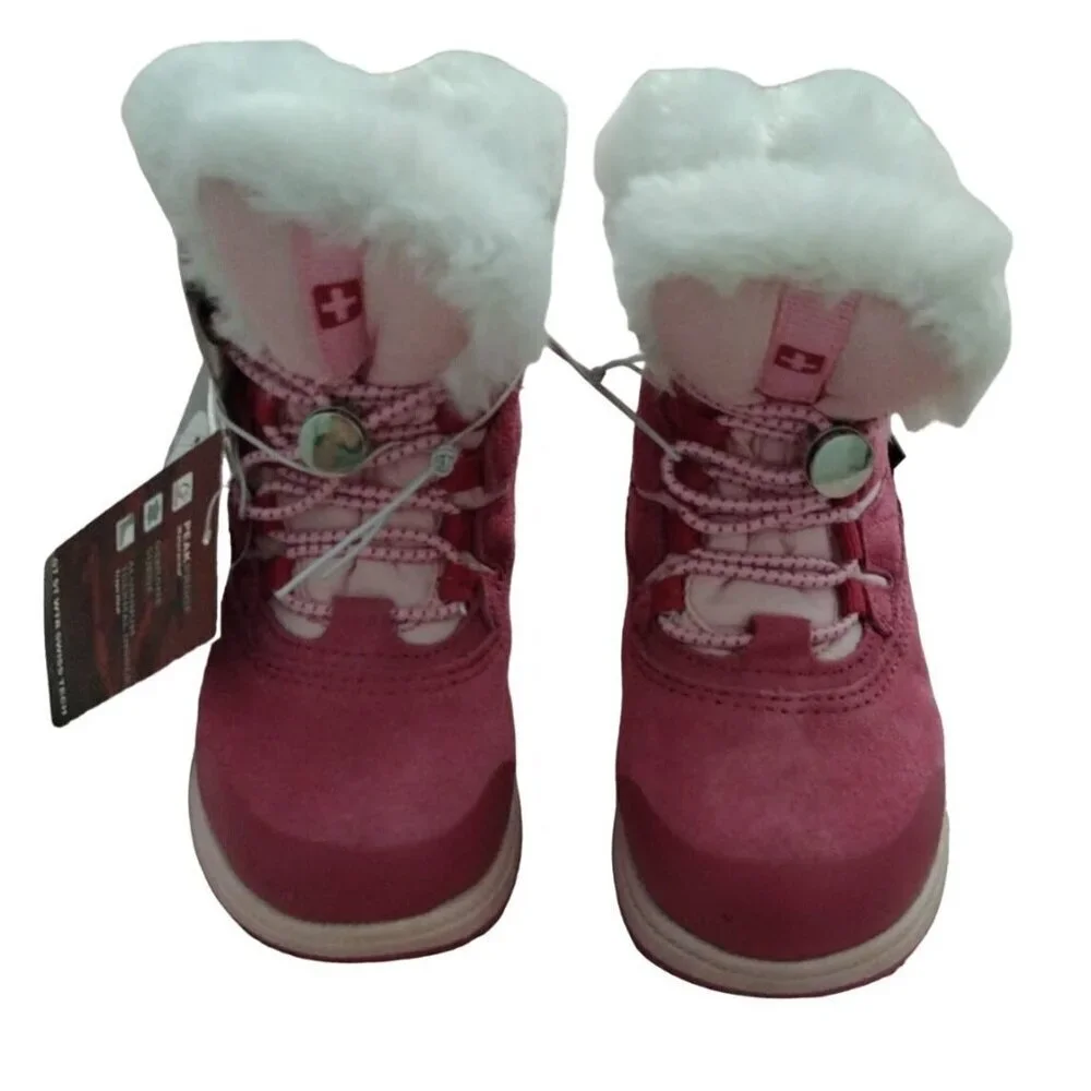 Swiss Tech Kids Winter Boots Size 6 Pink Fur Lined Waterproof